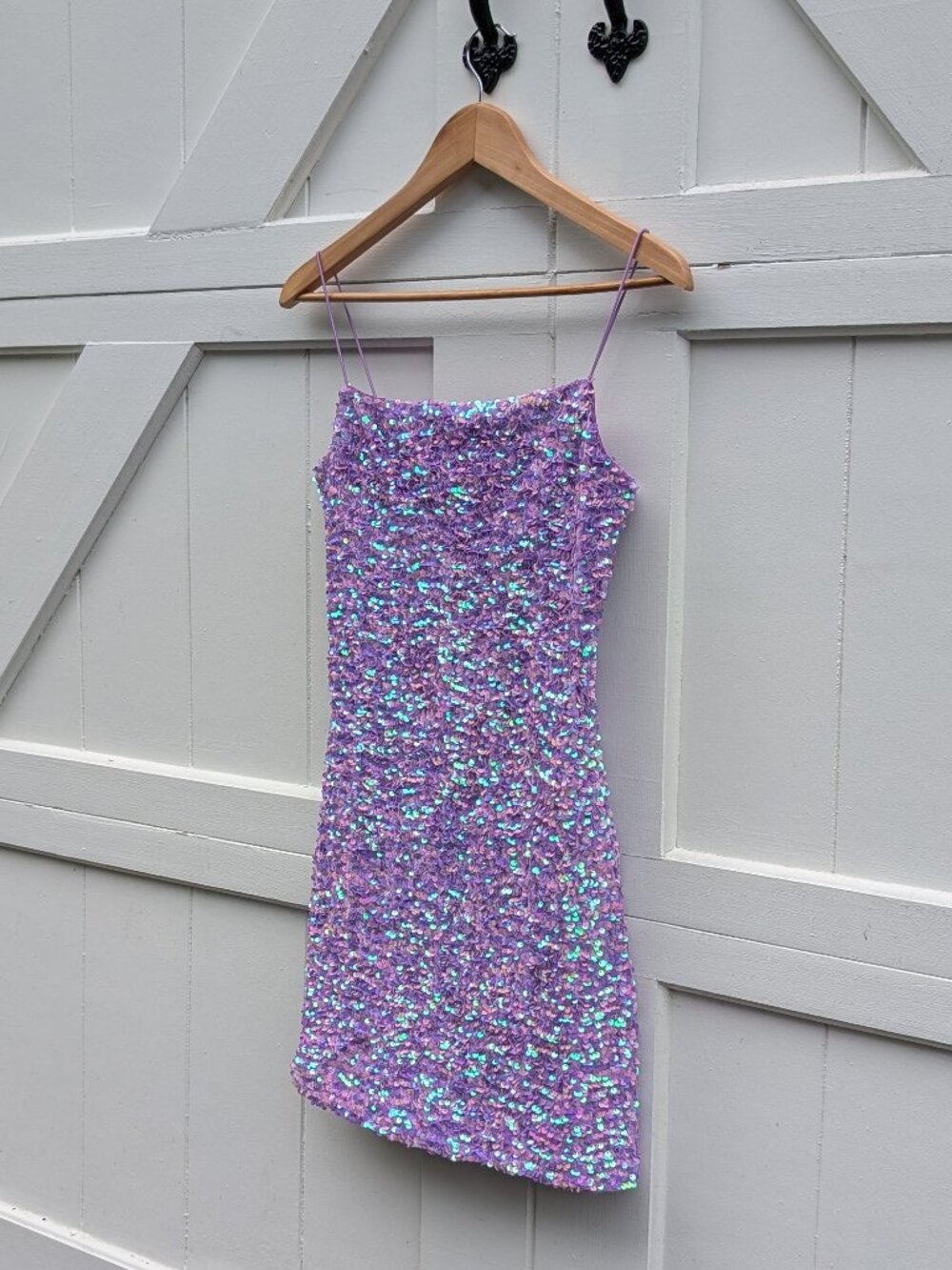 Thirty/Thirty LA Iridescent Lilac Purple Sequin Bodycon Mini Dress L